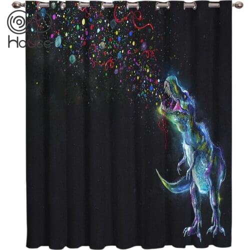 Dinosaur Curtains Decor Bathroom Kitchen Kids Window Treatment Hardware Sets Curtain Panels With Grommets