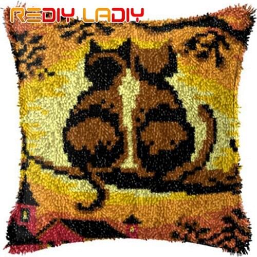 DIY Latch Hook Cushion Animals Horses Pillow Case Crochet Crafts Acrylic Yarn for Embroidery Sofa Bed Cushion Cover Home Decor