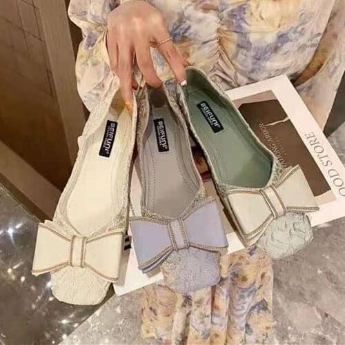 Termainoov Women Flats Pointed Toe Rhinestone Butterfly Knot Dance Shoes Fashion Comfort Ballet Shoes