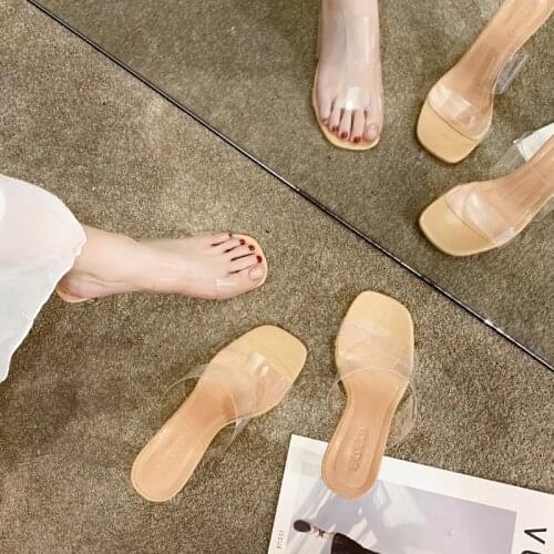 Koovan Womens Shoes Open-toed Sandals Summer 2021 New Transparent High Heel Crystal Fairy Cool Wind Slippers Sandals For Women