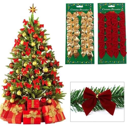 12 Pcs/lot 2021 New Year Decorations for Home Bow Tie Christmas Tree Ornaments Christmas Pendant Tree Party Decoration Baubles