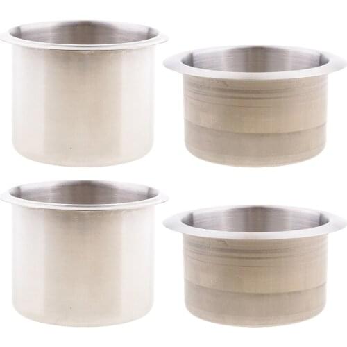 2 Sets Stainless Steel Recessed Cup Drink Holder for RV Boat Marine Camper Trailer Motorhome 85x55mm+68x55mm