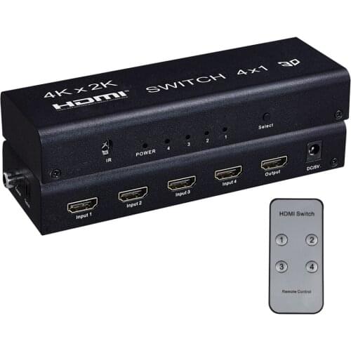 4Kx2K HDMI Switch 4X1 3D Switcher 4in1 Out Independent Audio Output 3.5mm Headphone Fiber Coaxial 1080P 4K PC to TV HDTV Switch