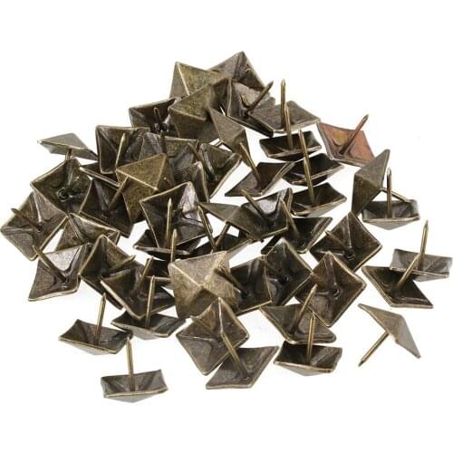 50pcs/lots 9 x 21mm Replacement Bronze Antique Square Upholstery Nails Tack Pyramid Studs Vintage Furniture Every