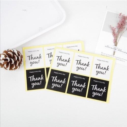 600 Pcs/lot Square Thank you Seal Stickers for DIY Handmade Product Label Sticker Self Adhesive sticker mix with 2 colors