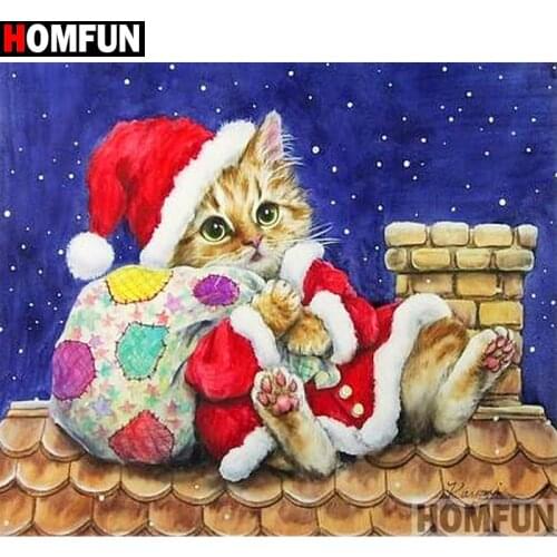 HOMFUN Full Square/Round Drill 5D DIY Diamond Painting "Cartoon cat" Embroidery Cross Stitch 5D Home Decor Gift A13848