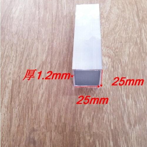 Aluminum square tube 25mmx25mm thickness 1.2mm length 200mm diy model support aluminium profile 1pcs