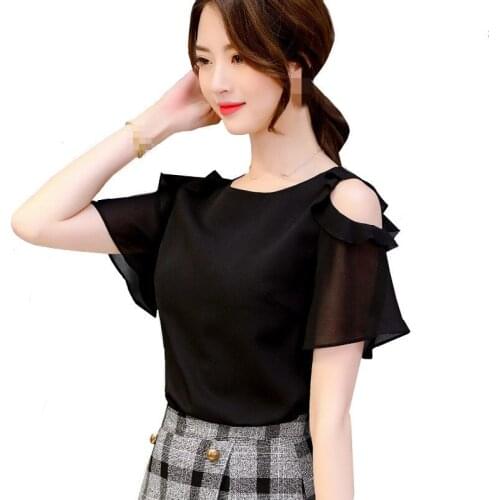 B2164 Spring summer 2020 new korean version Pure color women fashion casual chiffon blouse shirt cheap wholesale
