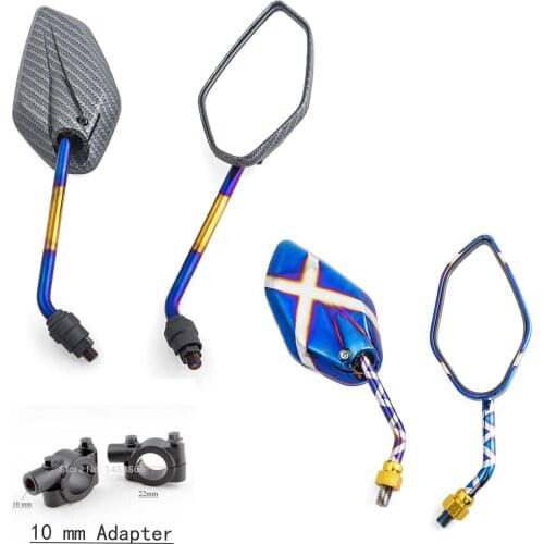 Side Rearview Mirror w/ 7/8" Handlebar Mount 10mm Adaptor For Mountain Bike BMX Bicycle Motorcycle Dirt Bike ATV Cruiser Chopper