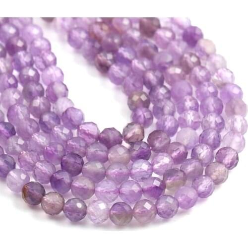 Natural Stone Beads Small Beads Faceted Amethysts 2,3,4,5mm Section Loose Beads for Jewelry Making Necklace DIY Bracelet (38cm)