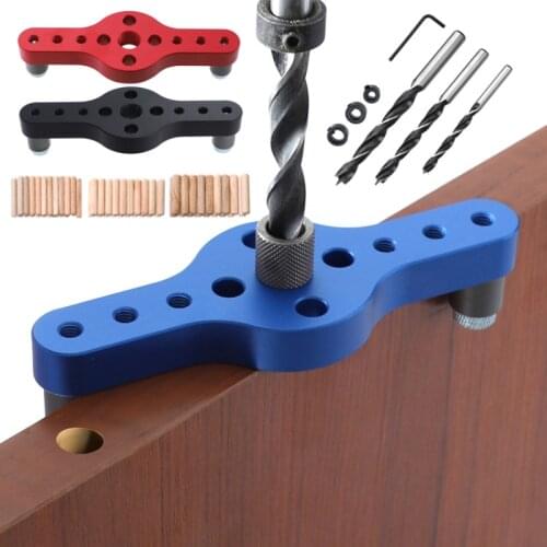 Quick Wood Vertical Doweling Pocket Hole Jig 6/8/10mm Self-centering Drilling Positioning Drill Guide Kit Locator Hole Puncher