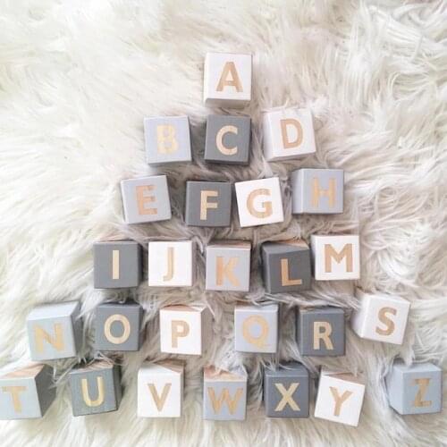 6x6cm Wooden Milestone Blocks Alphabet Letters Customized English Milestone Blocks Baby Montessori Learning Educational Toys