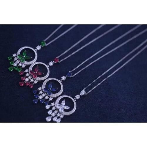 Designer Fashion 925 Sterling Silver Jewelry 3A Cubic Zirconia Party Necklace