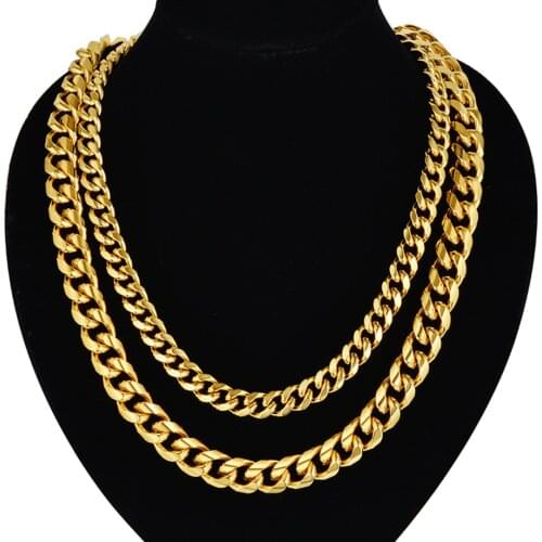 Hiphop Mens Thick Neck Chains For Men Stainless Steel Heavy Miami Curb Cuban Link Chain Necklaces Male Jewelry XL1305