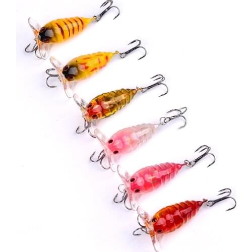 HiUmi 6Pcs Bass Baits 4cm 4.15g Crank Fishing Lure Japan Topwater 3D Eyes Hard Swim Bait 6 Colors Lifelike Wobbler
