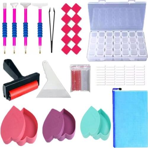 Craft Tool Art Embroidery Fitting Kit DIY Diamond Painting Tools Point Drill Box Plastic Felt Easy To Use Peach Heart Suit