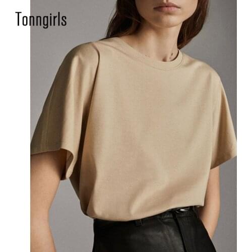 Tonngirls Summer T Shirt Women England Style Simple Solid Cotton Match Basic Harajuku Tshirt Camisetas Verano Mujer 2021 Korean