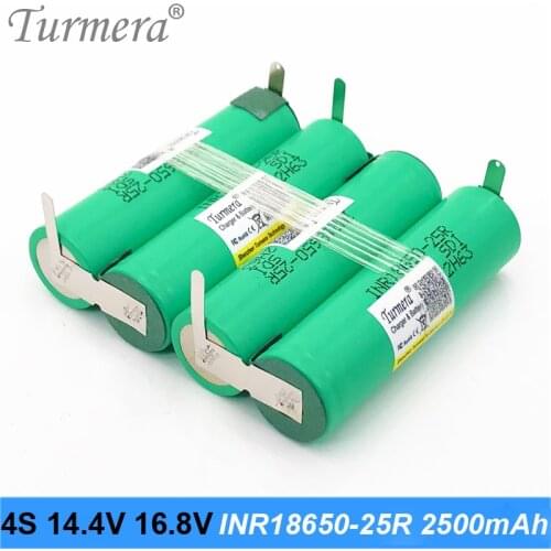 Turmera 4S 14.4V 16.8V 2500mAh 20A High Discharge 18650 Lithium Battery for Electric Drill Screwdriver Battery and Air Drone Use