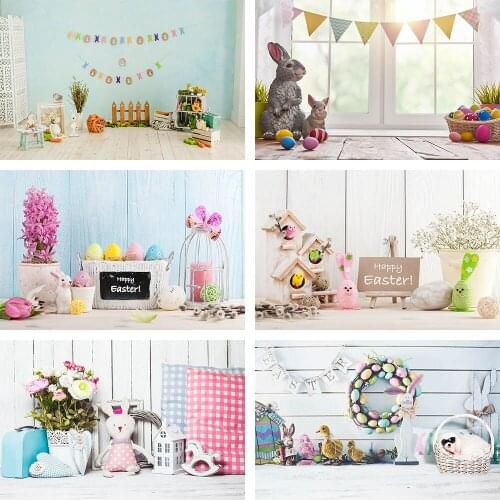 Mehofond Spring Easter Backdrop Rabbit Eggs Flower Newborn Baby Portrait Photozone Photography Background Photo Studio Photocall