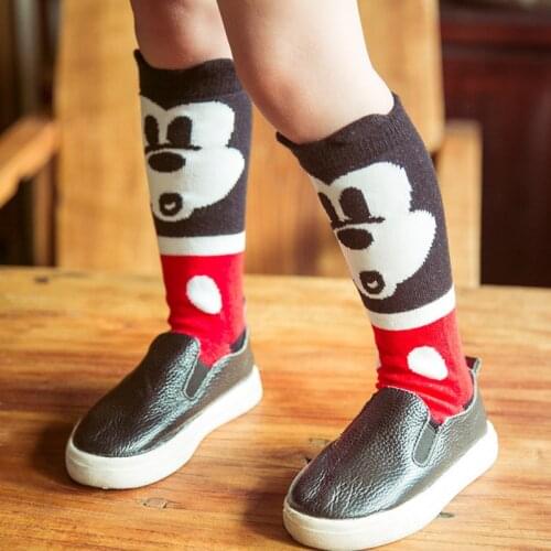 Cute Mickey Mouse Baby Girls Socks Anime Cartoon Toddlers Girl Boy Knee High Long Soft Kids Socks Cotton 0-6 Years Newborn Socks