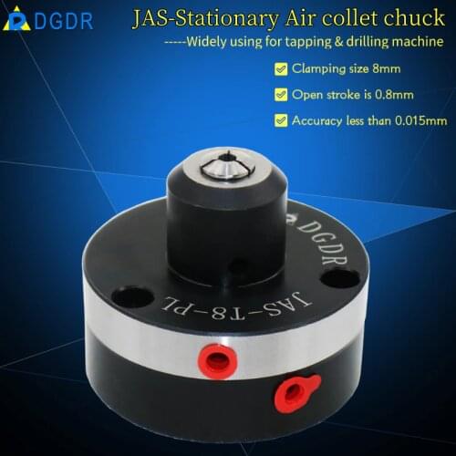 Mini stationary air collet chuck JAS-T8-PL back-pulled mini pneumatic chuck for drilling machine