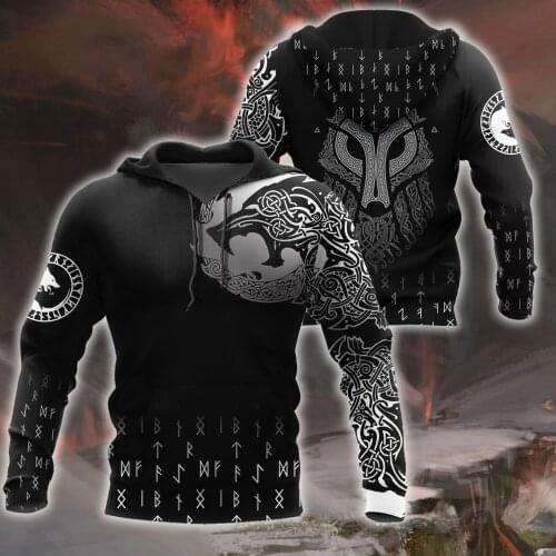 Viking Wolf Tattoo 3D All Over Printed Autumn Men Hoodies Unisex Casual Pullover Zip Hoodie Streetwear sudadera hombre DW0498