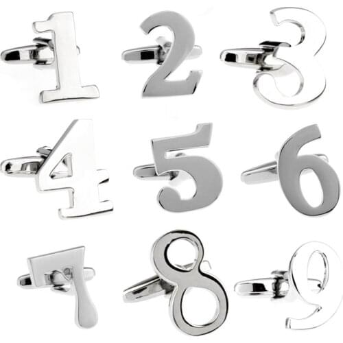 Mens Arabic Numerals Cuff Links Copper Material Silver Color