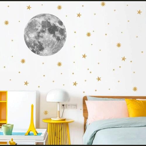 Earth and Stars Pattern Wall Sticker For For Bedroom Study Room Home Decoration Nursery Wall Mural Art Diy Kids Decals