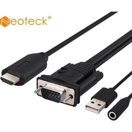 Neoteck Alloy 3RCA AV CVBS Composite S-Video to VGA Converter AV S-Video to VGA Adapter Upscaler 720P/ 1080P with 3.5mm Jack