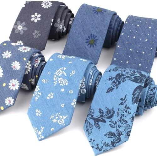 New Jeans Floral Neck Ties For Men Women Casual Cotton Tie Suits Skinny Tie For Wedding Business Slim Men Necktie Gravata Gifts