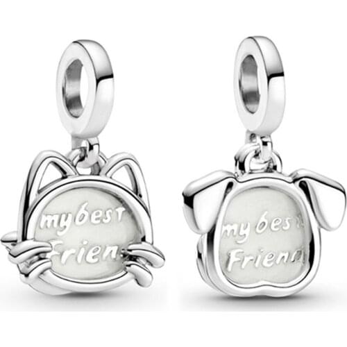 New Cute Cat Dog Pendant DIY Beads Suitable for Original Pandora Charm Bracelet Ladies Jewelry Making Gifts