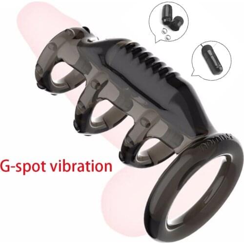 Couples Slave Ejaculation Delay Cock Sleeve Penis Vibrating Ring Strap Dildo GSpot Stimulator Vibrator Dick Enlargement Extender