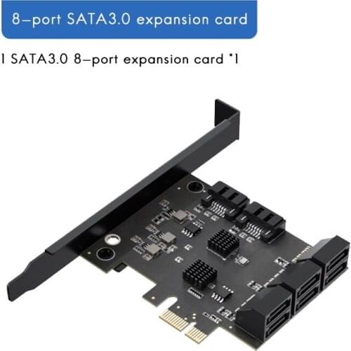 8 Port PCI-E To SATA 3.0 Expansion Card 6Gbps PCI-E X4 Adapter Card For Desktop PC JMB585 Chip Supports RAID