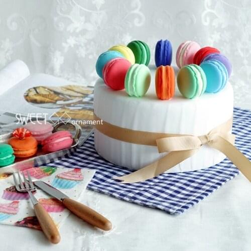 SWEETOGO Simulated 8inch Macaron fondant cake mouldings models in clay blue/pink for store showcase photography props