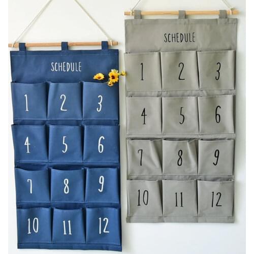 Multi-color Denim Cloth Wall Hanging Bag 12 Creative Month To Storage Hanging Bag Cabinet Door Wall Hanging