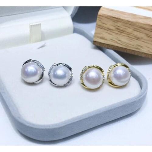 925 Sterling Silver Earrings Findings Component Classical Jewelry Parts Fittings Girls Female Accessories for Pearls Stones