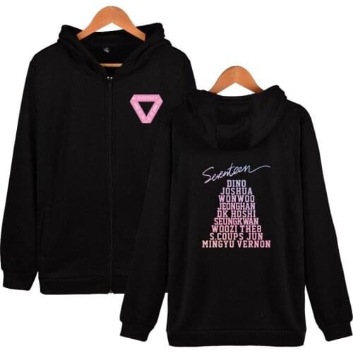 KPOP SEVENTEEN printed Hoodies Sweatshirt women men long sleeve streetwear zipper Hoodie Sweatshirts hip hop Jacket clothes