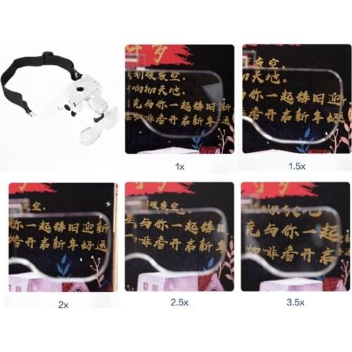 Magnifying Glasses for Close Work LED Head Magnifier Hands Free Headband 5 Lens