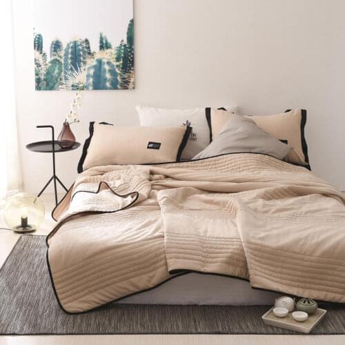 Air Condition Thin Stripe Summer Cool Quilt Single Double Breathable Sofa Office Bed Travel Quilts Throw Blanket