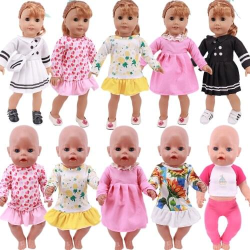 Doll Skirt College Style Fishtail Skirt Cute Fruit Flower Print For 43Cm New Reborn Baby & 18 Inch American Doll,Our Generation