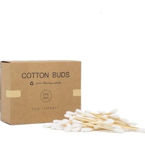 200pcs Bamboo Cutton Swabs Natural ECO Friendly Package Ear Buds