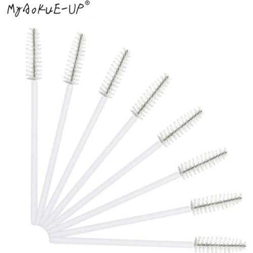 200 Pcs Eyelash Brush Disposable Nylon White Mascara Wands Applocator Spoolers Eyelash Extension Makeup Tools