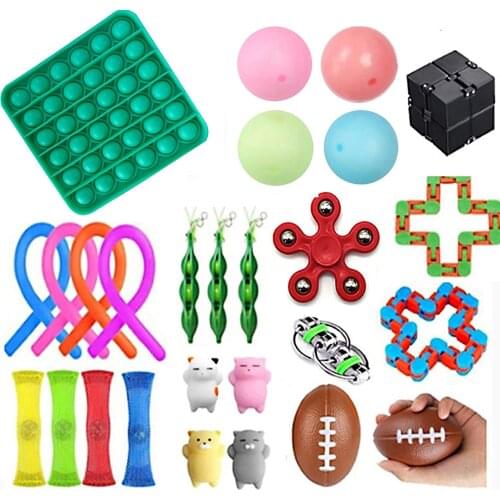 27pc Sensory Cheap Fidget Toys Anti Stress Set Strings Relief Pack Gift For Adults Children Figet Squishy Relief Antistress