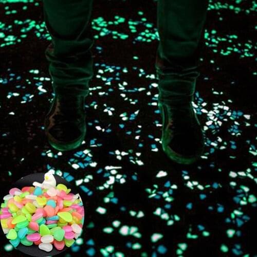 50Pcs Glow in Dark Garden Pebble Walkway Aquarium Luminous Stone Fish Tank Decor New