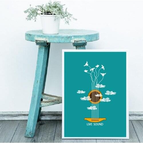 Abstract Musical Instruments Guitar Wall Art Print Picture , Live Sound Guitar Canvas Painting Poster Home Musical Decor