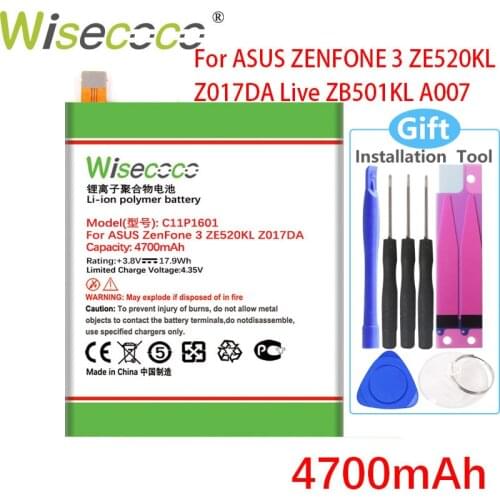 WISECOCO New 4700mAh C11P1601 Battery For ASUS ZENFONE 3 ZENFONE3 ZE520KL Z017DA For ZenFone live ZB501KL A007 Mobile Phone
