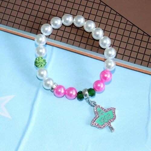 Sisterhood Greek Sorority Pink Green Beaded IVY 1908 Pearl Bracelets