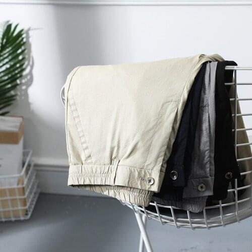 Mens Summer New Linen Suit Pants Business High Waist Stretch Elastic Thin Loose Trousers Male Brand Clothes