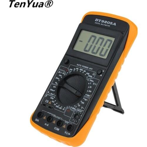 TenYua DT9205A AC DC LCD Digital Multimeter Electric Handheld Ammeter Voltmeter Professional Resistance hFE Tester