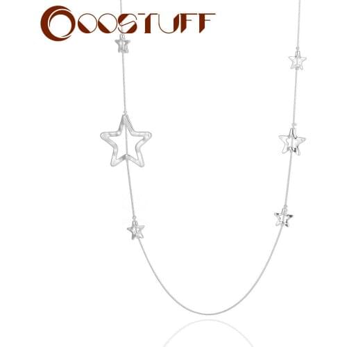 Silver Color Stars Long Necklace Chains Decorative Jewelry for Women Korean Fashion Suspension Pendant Chokers Accessories 2021